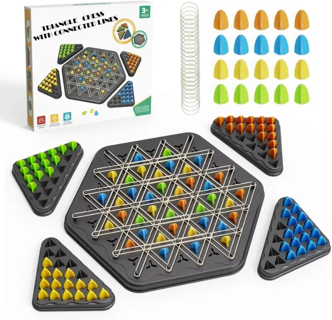 INDIJOYTOYS® Chain Triangle Chess Triggle Game Family Fun Night Party for Kids Adult 2 to 4 Players