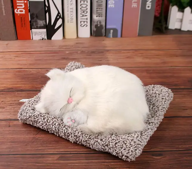 INDIJOYTOYS Sleeping Cute Cat for Home Decor and Car Dashboard with Activated Carbon for Decoration Toy Decorative Showpiece (White)