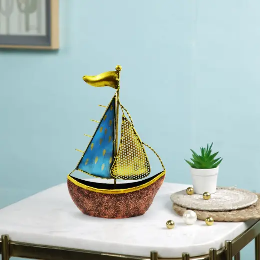 INDIJOYTOYS Metal Turkish Ship Boat Naav Showpiece Figurine for Home Decor Living Room Tabletop Desktop Side Corner, Home Decorative Items (12 Inches Height) (Type 1)